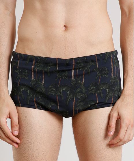Sunga-Masculina-Estampada-de-Coqueiros--Preta-9673671-Preto_1