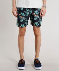 Short-Masculino-Estampado-Tropical-com-Bolsos--Preto-9600663-Preto_1