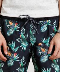 Short-Masculino-Estampado-Tropical-com-Bolsos--Preto-9600663-Preto_2