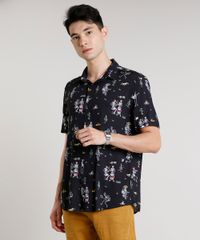 Camisa-Masculina-Estampada-de-Esqueletos-Mexicanos-Manga-Curta-Preta-9592900-Preto_1