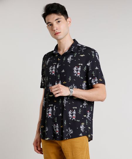 Camisa-Masculina-Estampada-de-Esqueletos-Mexicanos-Manga-Curta-Preta-9592900-Preto_1 Camisa-Masculina-Estampada-de-Esqueletos-Mexicanos-Manga-Curta-Preta-9592900-Preto_1