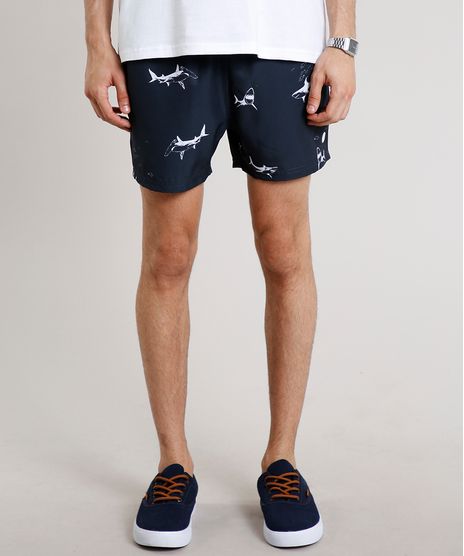 Short-Masculino-Estampado-de-Tubaroes-com-Bolsos--Azul-Marinho-9641797-Azul_Marinho_1