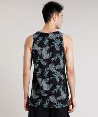 Regata-Masculina-Estampada-de-Folhagem-Gola-Careca-Preta-9607781-Preto_2