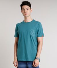Camiseta-Masculina-com-Bolso-Estampado-de-Tubarao-Manga-Curta-Gola-Careca-Verde-9636213-Verde_1