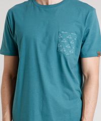 Camiseta-Masculina-com-Bolso-Estampado-de-Tubarao-Manga-Curta-Gola-Careca-Verde-9636213-Verde_4