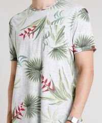 Camiseta-Masculina-Estampada-de-Folhagem-com-Bolso-Manga-Curta-Gola-Careca-Cinza-Mescla-Claro-9648954-Cinza_Mescla_Claro_4