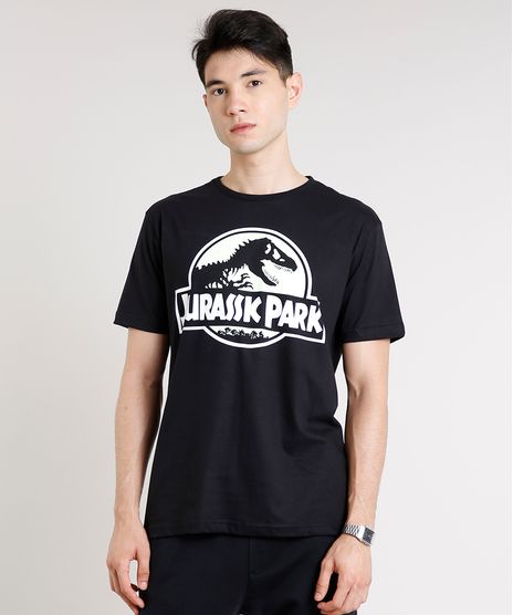 Camiseta-Masculina-Jurassic-Park-Brilha-no-Escuro-Manga-Curta-Gola-Careca-Preta-9607124-Preto_1