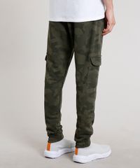 Calca-Masculina-Relaxed-Cargo-Estampada-Camuflada-em-Moletom--Verde-Militar-9629351-Verde_Militar_4