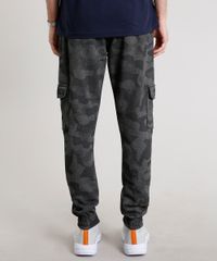 Calca-Masculina-Relaxed-Cargo-Estampada-Camuflada-em-Moletom--Cinza-9629351-Cinza_4