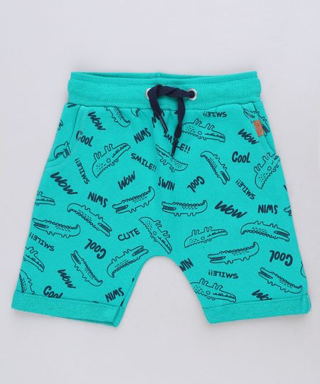 Bermuda-Infantil-Saruel-Estampada-de-Jacares-em-Moletom-Verde-9618752-Verde_1