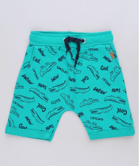Bermuda-Infantil-Saruel-Estampada-de-Jacares-em-Moletom-Verde-9618752-Verde_1