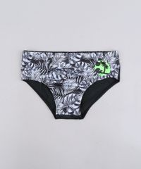 Sunga-Infantil-com-Estampa-de-Folhagem-com-Protecao-UV50--Preta-9655399-Preto_1
