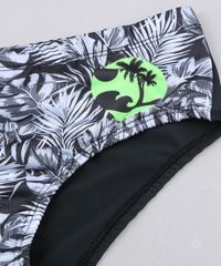 Sunga-Infantil-com-Estampa-de-Folhagem-com-Protecao-UV50--Preta-9655399-Preto_3