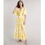 Vestido-Feminino-Longo-Estampado-Floral-com-No-e-Fendas-Manga-Curta-Amarelo-9627380-Amarelo_1