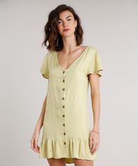 Vestido-Feminino-Curto-com-Babado-e-Botoes-Manga-Curta-Verde-Claro-9646859-Verde_Claro_1
