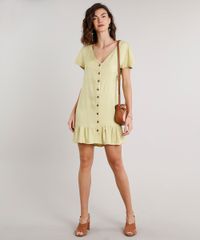 Vestido-Feminino-Curto-com-Babado-e-Botoes-Manga-Curta-Verde-Claro-9646859-Verde_Claro_3
