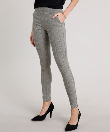 Calca-Legging-Feminina-Estampada-Xadrez-em-Jacquard-Kaki-9413035-Kaki_1