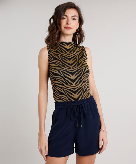 Regata-Feminina-em-Trico-Estampada-Animal-Print-Gola-Alta-Preto-9620898-Preto_1