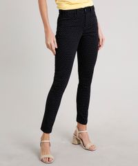 Calca-de-Sarja-Feminina-Skinny-Estampada-de-Poa-Preta-9684517-Preto_1