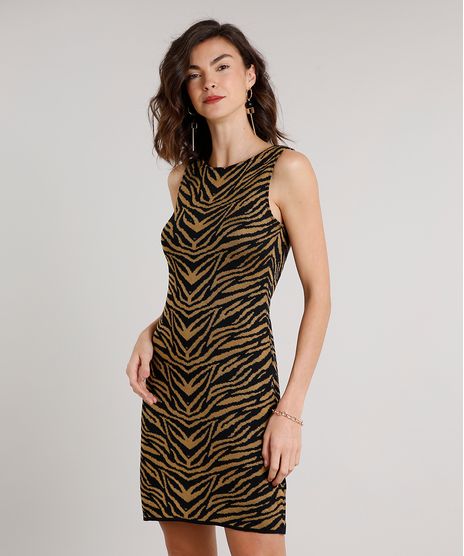 Vestido-Feminino-Curto-em-Trico-Estampado-Animal-Print-Sem-Manga-Caramelo-9620899-Caramelo_1