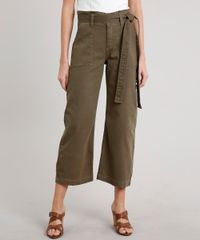Calca-Feminina-Pantacourt-Clochard-com-Faixa-para-Amarrar-Verde-Militar-9670254-Verde_Militar_1
