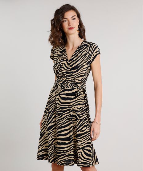 Vestido-Feminino-Curto-Transpassado-Estampado-Animal-Print-Manga-Curta-Kaki-9610162-Kaki_1