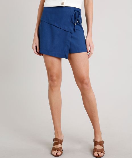 Short-Saia-Feminino-Transpassado-com-Linho-e-Amarracao-Azul-Marinho-9652314-Azul_Marinho_1