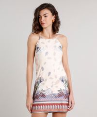 Vestido-Feminino-Estampado-de-Folhagem-Halter-Neck--Bege-Claro-9610361-Bege_Claro_1