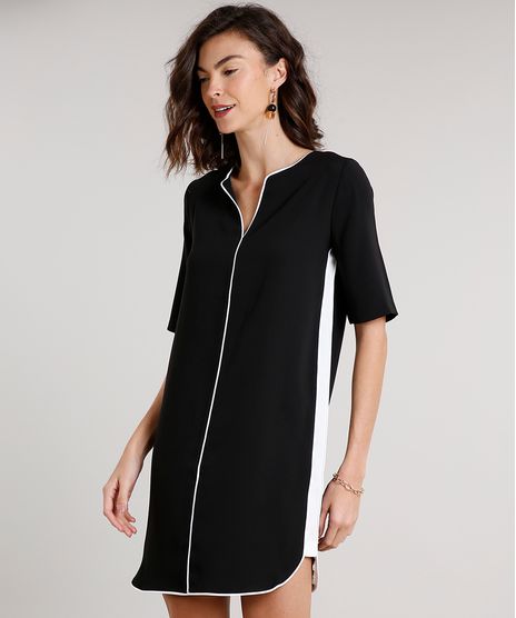 Vestido-Feminino-Curto-com-Vies-Contrastante-e-Faixa-Lateral-Manga-Curta-Preto-9565837-Preto_1