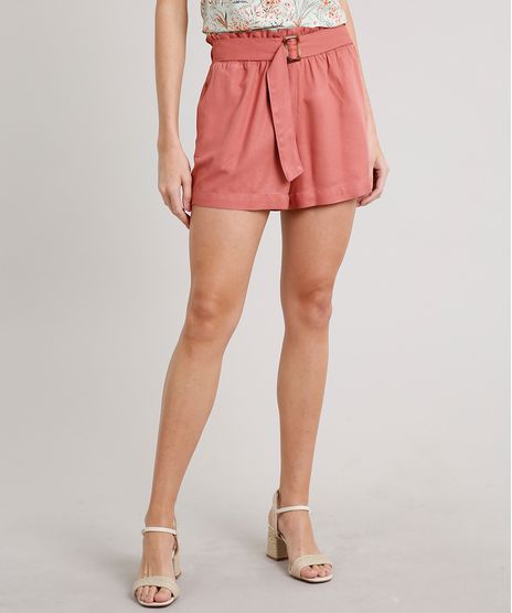 Short-Feminino-Clochard-com-Fivela-e-Bolsos-Rosa-Escuro-9684515-Rosa_Escuro_1
