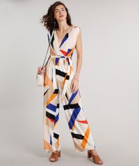 Macacao-Feminino-Estampado-Geometrico-com-Faixa-para-Amarrar-Sem-Manga-Bege-Claro-9612389-Bege_Claro_3