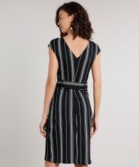 Vestido-Feminino-Curto-Listrado-com-Faixa-para-Amarrar-Sem-Manga-Preto-9633496-Preto_2
