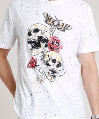 Camiseta-Masculina-Estampada-com-Caveira-e-Rosas-Manga-Curta-Gola-Careca-Branca-9674681-Branco_4