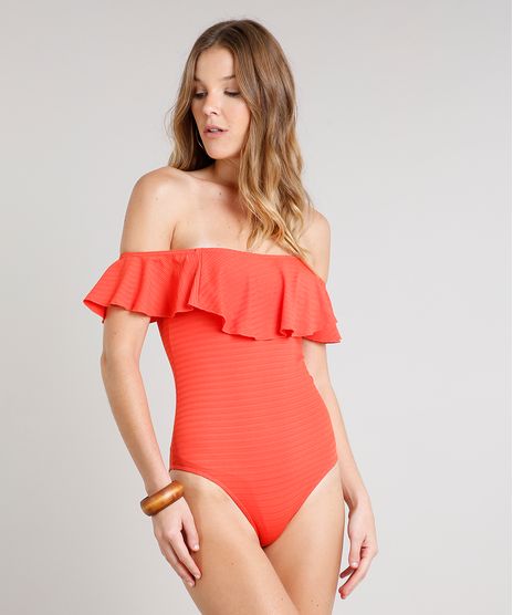 Maio-Body-Ombro-a-Ombro-com-Babados-Texturizado-Sem-Bojo-com-Protecao-UV50---Coral-9617520-Coral_1