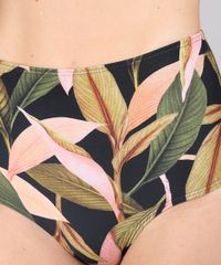 Biquini-Calcinha-Hot-Pant-Estampada-de-Folhagem-com-Protecao-UV50---Preto-9612249-Preto_4