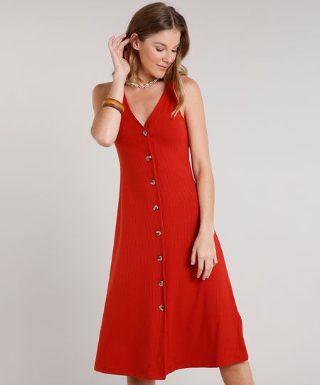 Vestido-Feminino-Midi-Canelado-com-Botoes-Sem-Manga-Cobre-9588312-Cobre_1