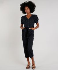 Macacao-Jeans-Feminino-Mindset-com-Bolsos-e-Faixa-para-Amarrar-Manga-Curta-Preto-9734189-Preto_1