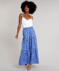 Saia-Feminina-Mindset-Longa-Estampada-Floral-com-Bolsos-Azul-9707543-Azul_3