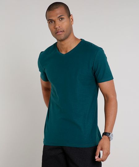 Camiseta-Masculina-Basica-Flame-Manga-Curta-Gola-V-Verde-9595137-Verde_1