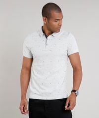 Polo-Masculina-Slim-Fit-Estampada-Mini-Print-em-Piquet-Manga-Curta-Cinza-Mescla-Claro-9634645-Cinza_Mescla_Claro_1
