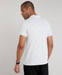Polo-Masculina-Slim-Fit-Estampada-Mini-Print-em-Piquet-Manga-Curta-Cinza-Mescla-Claro-9634645-Cinza_Mescla_Claro_2