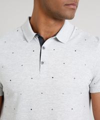 Polo-Masculina-Slim-Fit-Estampada-Mini-Print-em-Piquet-Manga-Curta-Cinza-Mescla-Claro-9634645-Cinza_Mescla_Claro_4