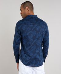 Camisa-Masculina-Slim-Estampada-de-Folhagem-Manga-Longa-Azul-Marinho-9523402-Azul_Marinho_2