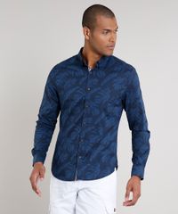 Camisa-Masculina-Slim-Estampada-de-Folhagem-Manga-Longa-Azul-Marinho-9523402-Azul_Marinho_5
