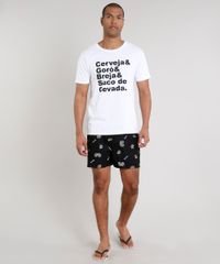 Pijama-Masculino--Cerveja--com-Camiseta-Manga-Curta---Samba-Cancao-Estampada-Branco-9644836-Branco_1