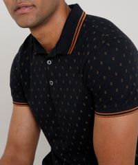 Polo-Masculina-Slim-Fit-Estampada-Mini-Print-em-Piquet-Manga-Curta-Preta-9634646-Preto_4
