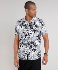 Camisa-Masculina-Estampada-de-Folhagem-Manga-Curta-Branca-9639681-Branco_1