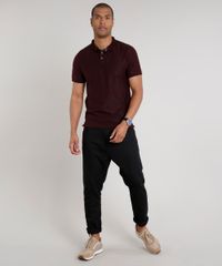 Polo-Masculina-Slim-Fit-com-Pespontos-Manga-Curta-Vinho-9635035-Vinho_3