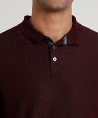 Polo-Masculina-Slim-Fit-com-Pespontos-Manga-Curta-Vinho-9635035-Vinho_4