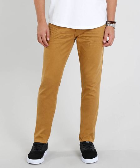 Calca-de-Sarja-Masculina-Slim-com-Bolsos-Caramelo-9466106-Caramelo_1